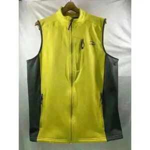 Mens L. L. Bean XL Tall Fleece Yellow And Gray 3 Pocket Vest